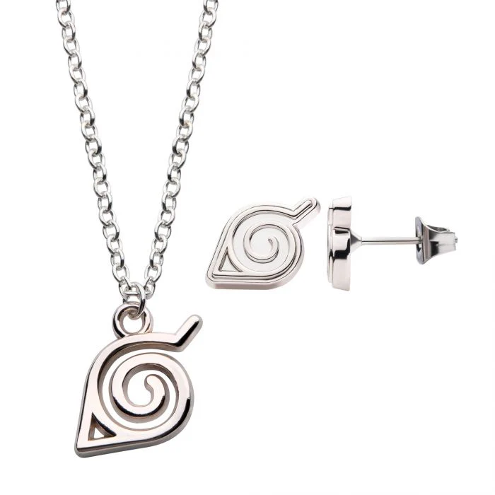 Naruto Leaf Necklace & Earring Set